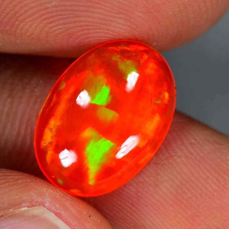 3.09 克拉椭圆形驾驶室_美妙天然红橙色火蛋白石散装宝石 — 第 1/1 张图片
