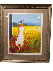 Lithographie signiert und nummeriert Emile Bellet Art "Mohnblumen des Sommers" 405/450 - Bild 1 von 13
