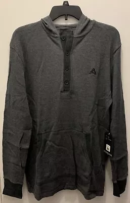 AMBIG AMBIGUOUS CLOTHING DREW HOODED HENLEY LONG SLEEVE SHIRT MENS MEDIUM GREY - Image 1 of 4