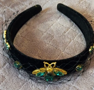 Diadema de cristal nupcial barroco Aimier con malla vintage esmeralda estrás Cr - Imagen 1 de 4