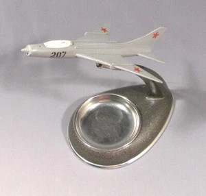 Model Airplane MIG Russian Metallic Old Vintage Soviet Plane Ashtray Fighter - Picture 1 of 11