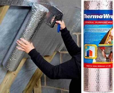 Thermawrap Bubble Foil Insulation 600mm x 7.5m Heat Reflective Energy Saving - Image 1 of 4