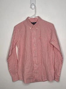 Brooks Brothers Fleece Seersucker Shirt Boys Size Large 13-14 Button Up Red - Picture 1 of 4