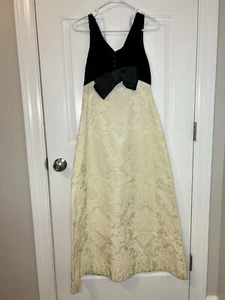 Vintage ILGWU Velvet Sleeveless Cocktail Black Ivory Evening Dress 1960s Stains - Picture 1 of 12