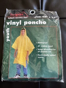 Rain Poncho Yellow Youth Size New In BagVinyl - Picture 1 of 2