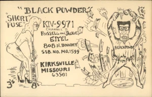 Kirksville,MO QSL Ham Radio Black Powders Short Fuse KIV-9971 Missouri Art - Picture 1 of 2
