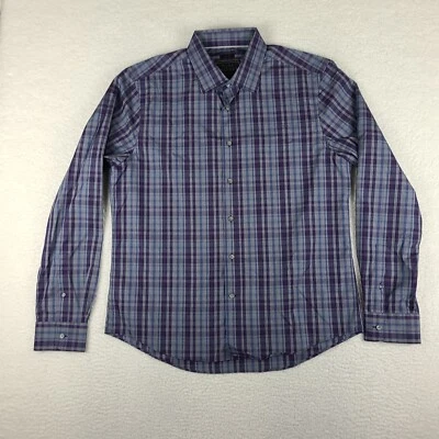 Camisa masculina Jos A Bank grande roxa azul xadrez slim fit reserva vestido botão para cima * - Imagem 1 de 4