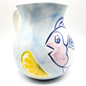 Belari Pitcher Tropici Pattern Fish Handmade Hand Painted Italy 8” Ceramic - Picture 1 of 7