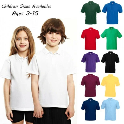 Boys Girls Plain Polo Shirt School P.E Sports GYM Ages 3-16 Years