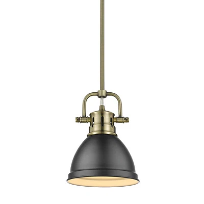 Golden Lighting Duncan Mini Rod Pendant, Aged Brass/Black - 3604-M1L AB-BLK - Image 1 of 2