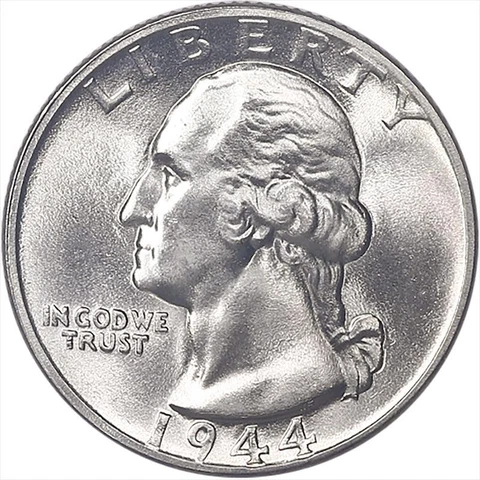 1944 Washington Quarter 25c, Gem BU, PQ++ Cover