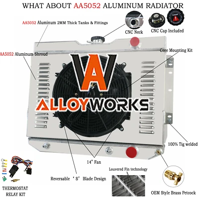 Radiator Shroud Fan Fit 59-65 63 64 Chevy Chevelle Impala Bel-Air El Camino Foto 1 de 4