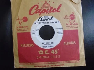 WANDA JACKSON ~BABY LOVES HIM / CRYIN' THRU THE NIGHT PROMO 45 CAPITOL F3637 NM! - Picture 1 of 2