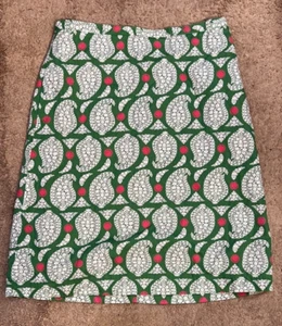 Boden Green Pink White Paisley Cotton Skirt Size 6R - Picture 1 of 8