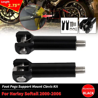 2-3/4" Black CNC Rear Foot Peg Supports Mounts For Harley Heritage Softail 00-06 Foto 1 de 4