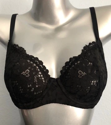 Victoria's Secret Body by Victoria Cadette Black Crochet Lace Sling Demi Bra 34D - Image 1 of 2