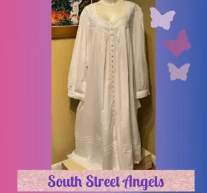 EILEEN WEST COUTURE ~ WHITE HEIRLOOM COTTON LAWN LONG SLEEVE ROBE / GOWN 3X - Picture 1 of 11
