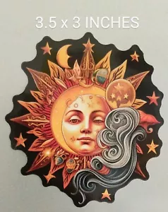 3.5" Sun Moon Stars Decal Vinyl Sticker Celestial Galaxy Goth Spiritual Space - Picture 1 of 3