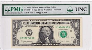 USA 2017K $1 DOLAR ( DALLAS K ) PMG UNC 2017 - Zdjęcie 1 z 2