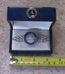 Mercedes Benz Neck Tie Clasp Pin Badge Brooch With Oak Leaf Wings Emerald - Bild 1 von 11
