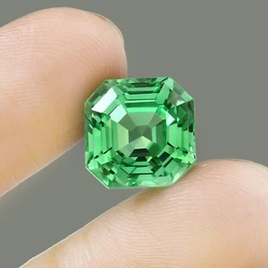 Piedra preciosa suelta de zafiro verde de Ceilán impecable natural de 11,85 quilates talla Asscher - Imagen 1 de 4