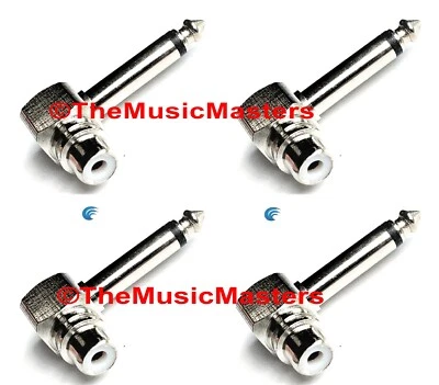 (4) Right Angle 1/4 in Plug (M) to RCA Jack (F) Audio Cable Cord Adapter VWLTW - Image 1 of 4