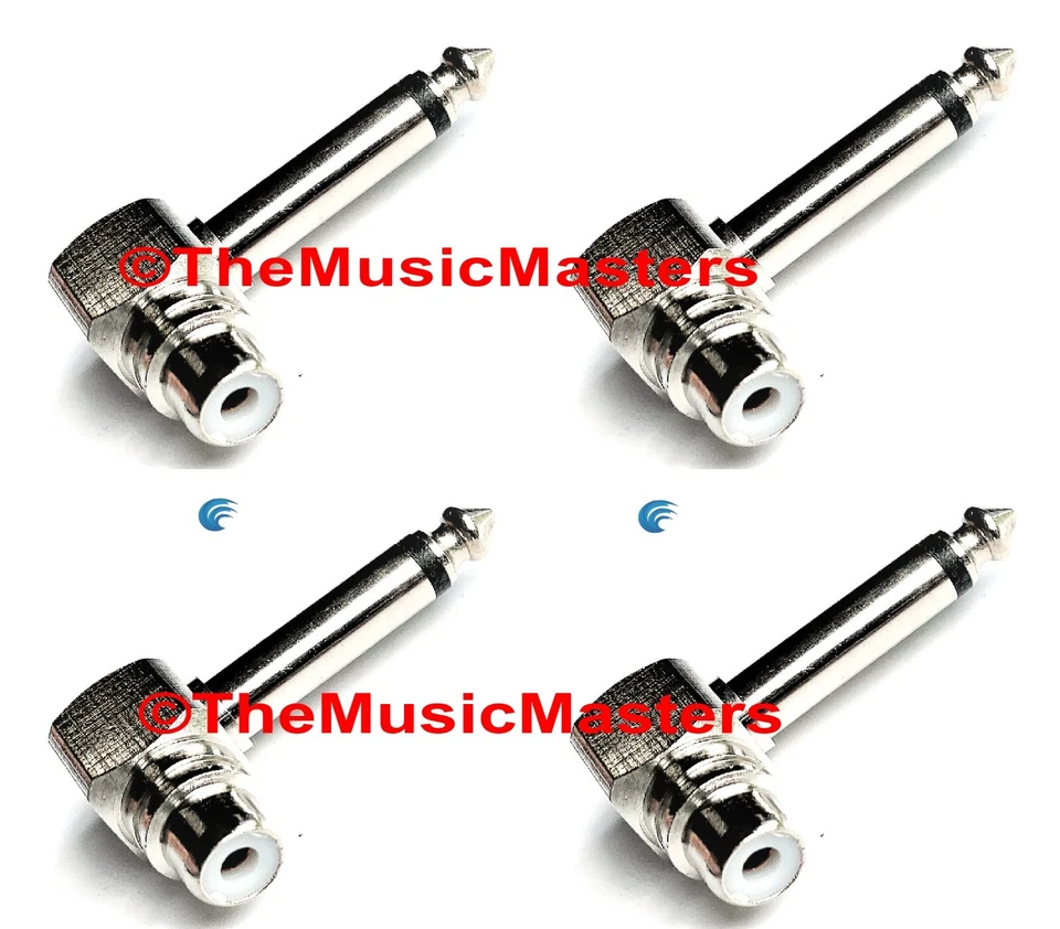 (4) Right Angle 1/4 in Plug (M) to RCA Jack (F) Audio Cable Cord Adapter VWLTW - Imagem 1 de 4