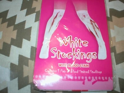 1 par de medias sangrientas vestido elegante de Halloween - blanco/rojo talla única Foto 1 de 3