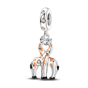 MULA Original Kiss Giraffe Anhänger DIY Charm CZ für Armband 925 Sterling Silber - Picture 1 of 6