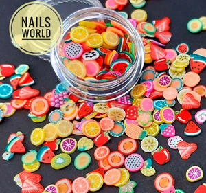 Fruit Mix Slice Clay Polymer Nail Art Manicure DIY craft Lemon Orange UK 5ml Pot