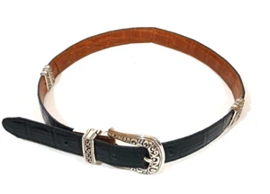 Brighton Reversible Black to Brown Alligator Print Leather Belt Size 30 43102 - Picture 1 of 3