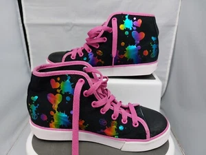 HEELYS "Rainbow Graffiti" Black Wheeled Trainers UK Size 5 - Picture 1 of 8