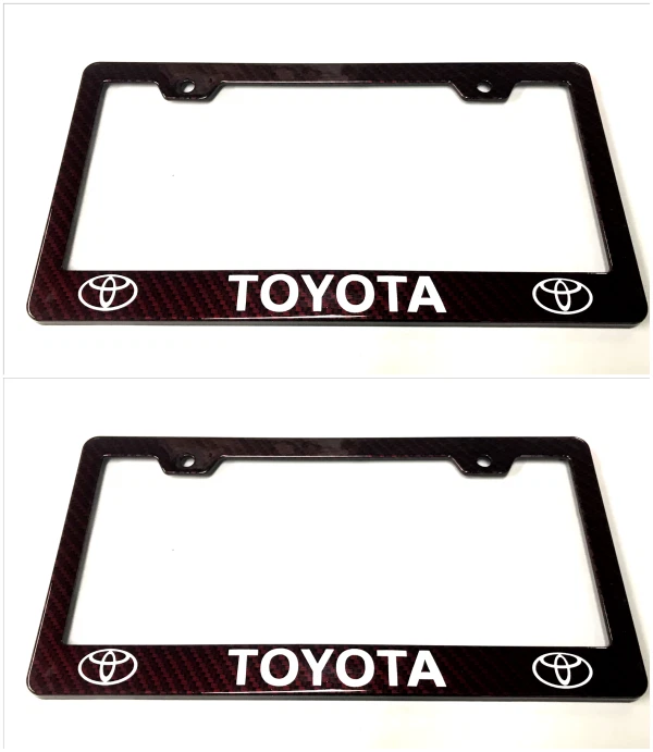 2X Red Carbon Fiber Racing License Plate Holder Frame Cover For Toyota - Image 1 of 1