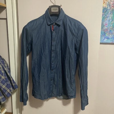 Camisa Thom Browne Para Hombre 2 Azul Abotonada Manga Larga Foto 1 de 4