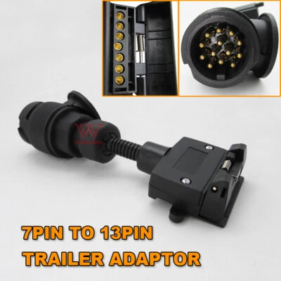  7 PIN FLAT SOCKET TO 13 PIN EURO ROUND PLUG TRAILER ADAPTOR CARAVAN CONNECTOR - image 1 of 4