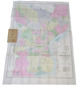 RARE Origilal J.L. Smith Map the City of Philadelphia 1920 Large 32x44" - Picture 1 of 13