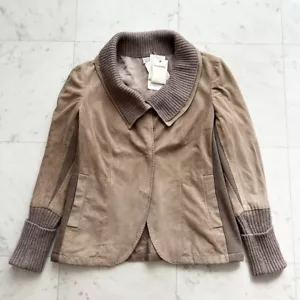 Brunello Cucinelli Women's Goat Leather Cashmere Jacket Size 42 New with Tag - Picture 1 of 10