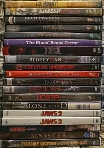 Horror/Suspense/Creature Feature DVD Lot - 19 DVDs with 29 Movies Jaws Halloween - Picture 1 of 20
