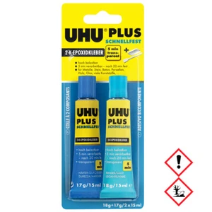 UHU Plus Schnellfest schneller glasklarer 2K Epoxidharzklebstoff 35g - Picture 1 of 1