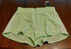 Adidas Women's Pacer 3-Stripes Woven Shorts Semi Green/Spark White 3" Size Med. - Picture 1 of 6