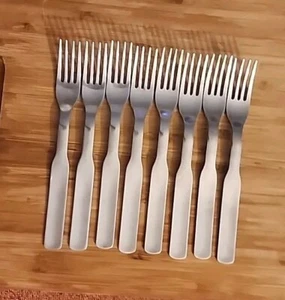 IKEA OLLE GYLLANG Stainless Wide-Handled 8 forks - Picture 1 of 6