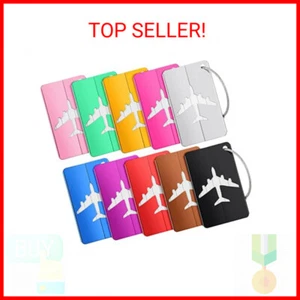 10 Pieces Luggage Tags Business Card Holder Aluminium Metal Travel ID Bag Tag fo - Picture 1 of 2