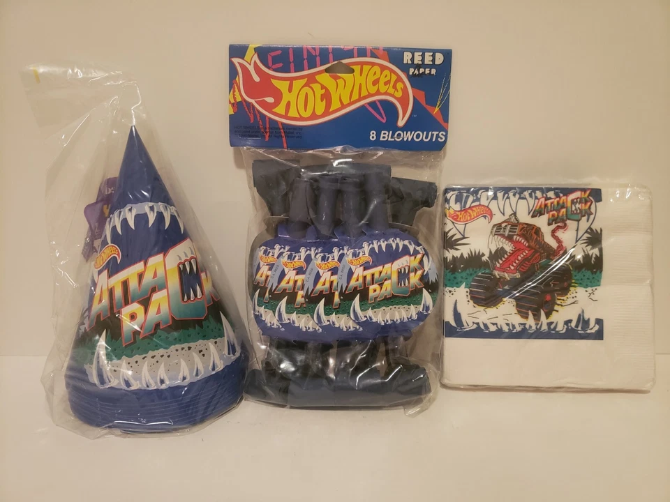 (8) Hot Wheels Paper Cone Hats Birthday Party Supplies Favors