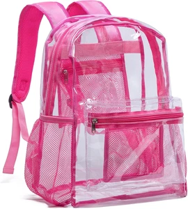 Clear Heavy Duty PVC Backpack with Reinforced Straps, Transparent for College - Picture 1 of 6