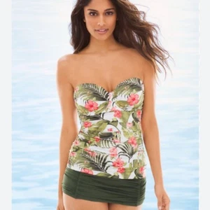 Tommy Bahama Beau Jardin Bandeau with Halter Tie Floral Tankini Top Size XL - Picture 1 of 9