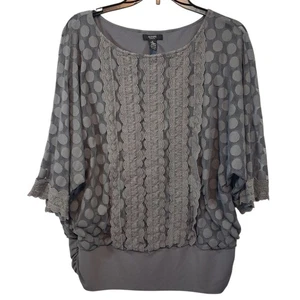 Alfani Damen Top 1X grau Spitze Overlay Dolmanärmel - Bild 1 von 8