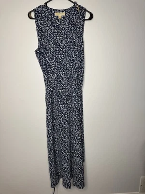 Macacão Michael Kors US10 azul floral com cinto bolsos designer - Imagem 1 de 4