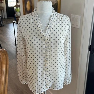 Ann Taylor Bluse Blockprint Blumen transparent Größe XS - Bild 1 von 12