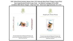 UAE United Arab Emirates Ajman 1971 Birds Flowers Fauna Flora - Rare Proof MNH - Picture 1 of 3