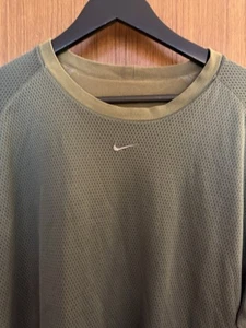 Vintage 1990s Y2K NIKE CENTER SWOOSH Olive Green RARE Sweatshirt 2XL - Picture 1 of 4